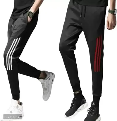 Men Striped Black whitered patti Track Pants combo-thumb0