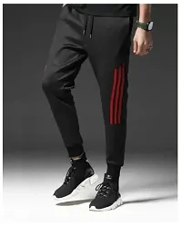 Men Striped Black red patti Track Pants-thumb2