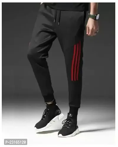 Men Striped Black red patti Track Pants-thumb3