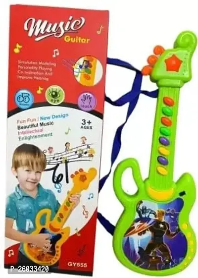 Mini Guitar Colourful with Delightful Music, Sound Key for Kids Battery Operated Muscial Toys Perfect Gift-thumb0