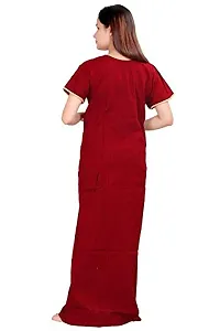 BAILEY SELLS Women's Cotton Embroidered Maxi Nightgown (BAILEY1429_Maroon_Free Size)-thumb3