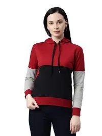 BAILEY SELLS Women's Cotton Fleece Round Neck Hooded Sweatshirt-thumb2