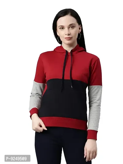 BAILEY SELLS Women's Cotton Fleece Round Neck Hooded Sweatshirt-thumb3