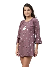 BAILEY SELLS Women's Hosiery Printed Knee Length Nightdress-thumb2