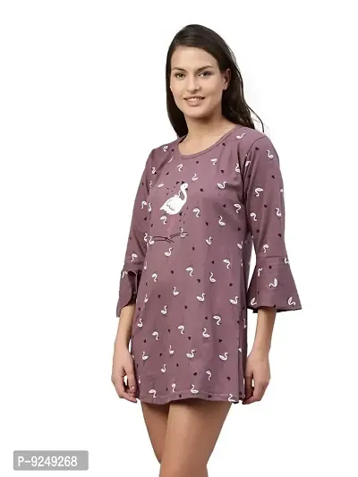 BAILEY SELLS Women's Hosiery Printed Knee Length Nightdress-thumb3