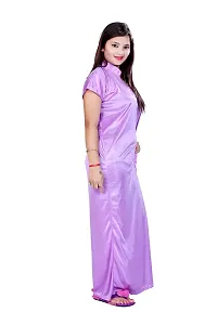 Bailey Stylish Free Size Women's Satin Night Gown/Nightwear/Nighty/Nightdress/Sleepwear Purple-thumb1