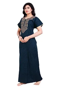 BAILEY SELLS Women's Cotton Solid Above The Knee Night Gown (Group-B_Blue_Free Size)-thumb1