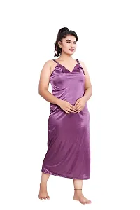 Bailey sells Women's Satin Solid Slip  Robe (BAILEY1505_Purple_Free Size)-thumb3