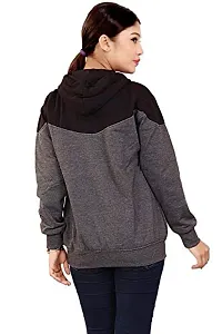 BAILEY SELLS Women's Hosiery Cotton Hooded Hoodie Sweatshirt Winter Jacket Free Size (Black  Grey)-thumb4