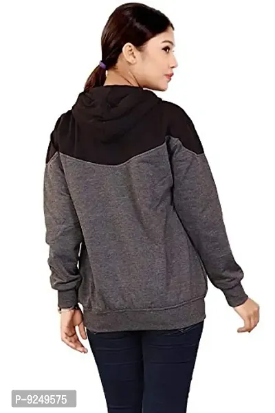 BAILEY SELLS Women's Hosiery Cotton Hooded Hoodie Sweatshirt Winter Jacket Free Size (Black  Grey)-thumb5