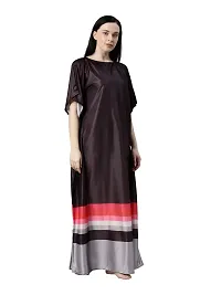 BAILEY SELLS Women's Premium Satin Printed Maxi Length Kaftan Nightdress (BSR0115_Black_Free Size)-thumb3