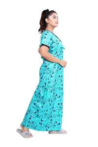 BAILEY SELLS Women's Cotton Printed Maxi Nightgown (BAILEY1520_Sky Blue_Free Size)-thumb1