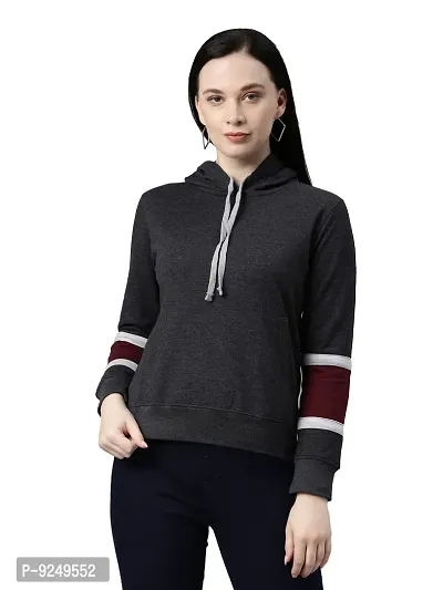 BAILEY SELLS Women's Cotton Fleece Round Neck Hooded Sweatshirt-thumb3