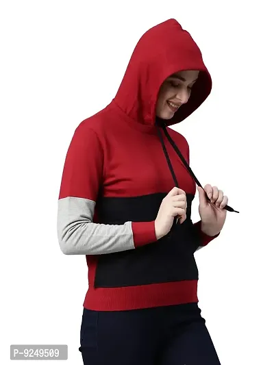 BAILEY SELLS Women's Cotton Fleece Round Neck Hooded Sweatshirt-thumb4