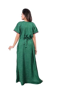 BAILEY SELLS Women's Cotton Embroidered Maxi Nightgown (BAILEY1726_Green_Free Size)-thumb3