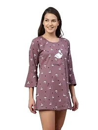 BAILEY SELLS Women's Hosiery Printed Knee Length Nightdress-thumb3