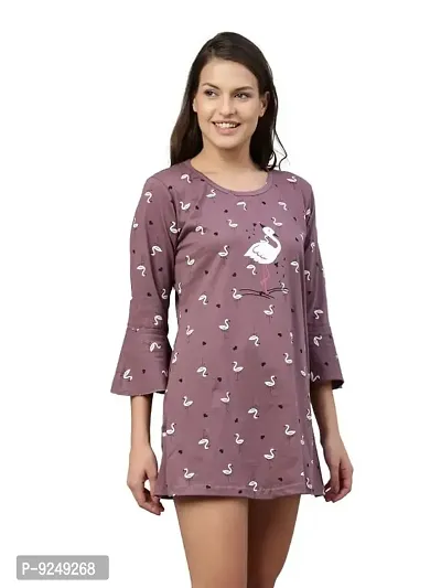 BAILEY SELLS Women's Hosiery Printed Knee Length Nightdress-thumb4