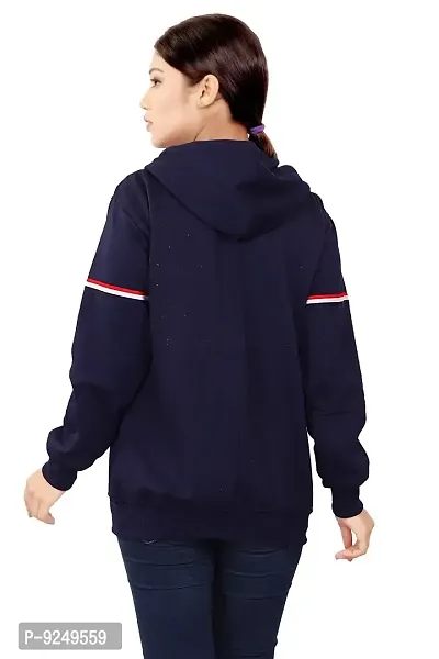 BAILEY SELLS Women's Hosiery Cotton Hooded Hoodie Sweatshirt Winter Jacket Free Size (Navy Blue)-thumb3