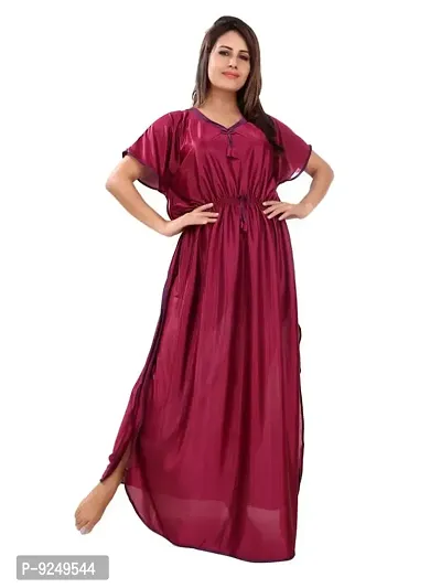 BAILEY SELLS Women's Satin Blend Kaftan /Nighty/Nightdress/Nightgown Dark Pink