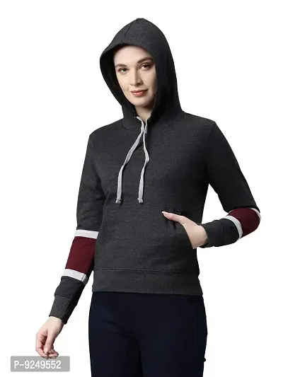 BAILEY SELLS Women's Cotton Fleece Round Neck Hooded Sweatshirt