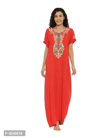 Buy BAILEY SELLS Women's Cotton Embroidered Maxi Night Gown