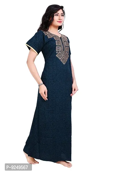 BAILEY SELLS Women's Cotton Solid Above The Knee Night Gown (Group-B_Blue_Free Size)-thumb3