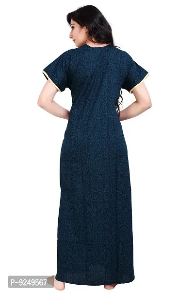 BAILEY SELLS Women's Cotton Solid Above The Knee Night Gown (Group-B_Blue_Free Size)-thumb4