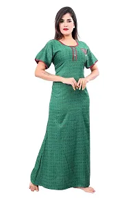 BAILEY SELLS Women's Cotton Embroidered Maxi Nightgown (BAILEY1726_Green_Free Size)-thumb2