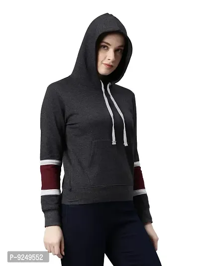 BAILEY SELLS Women's Cotton Fleece Round Neck Hooded Sweatshirt-thumb2