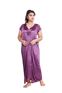 Bailey sells Women's Satin Solid Slip  Robe (BAILEY1505_Purple_Free Size)-thumb1