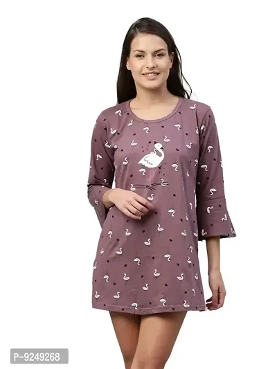 BAILEY SELLS Women's Hosiery Printed Knee Length Nightdress-thumb0