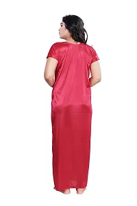 BAILEY SELLS Satin Free Size Night Gown Nighty for Women (Red)-thumb2