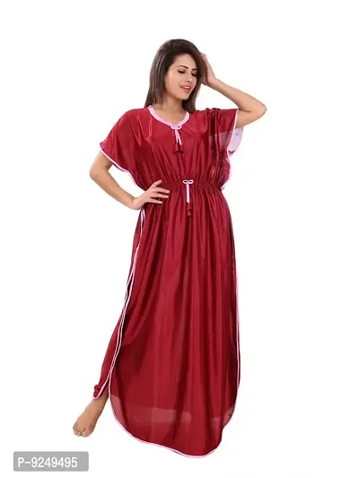 BAILEY SELLS Women's Satin Blend Kaftan /Nighty/Nightdress/Nightgown Brown-thumb3