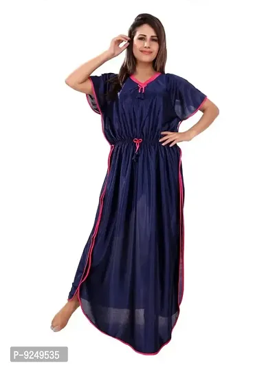 BAILEY SELLS Women's Satin Blend Kaftan /Nighty/Nightdress/Nightgown Blue