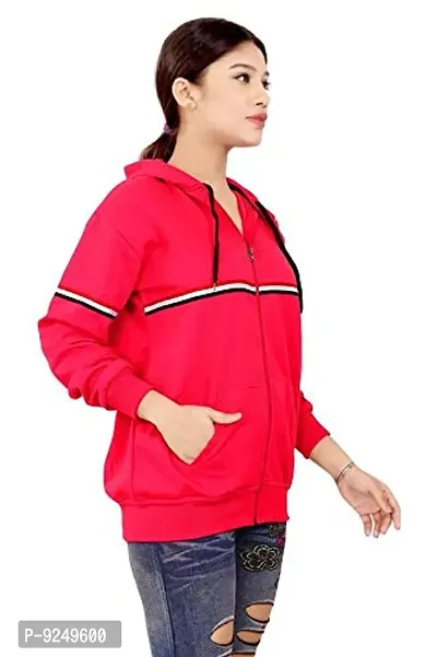 BAILEY SELLS Hosiery Fabric Hoodies Sweatshirt Winter Jacket for Women Pink-thumb3