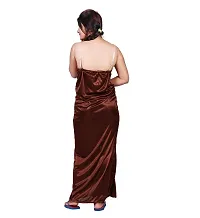 BAILEY SELLS Women's Satin Nighty (Free Size, Brown)-thumb4