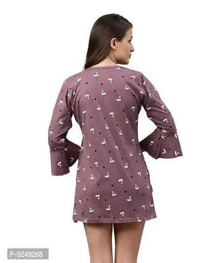 BAILEY SELLS Women's Hosiery Printed Knee Length Nightdress-thumb5