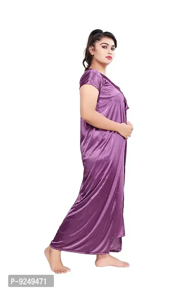 Bailey sells Women's Satin Solid Slip  Robe (BAILEY1505_Purple_Free Size)-thumb5
