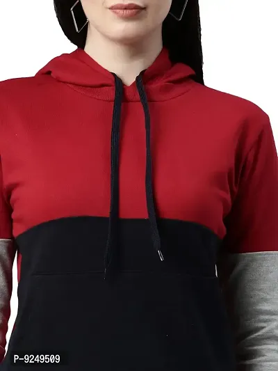 BAILEY SELLS Women's Cotton Fleece Round Neck Hooded Sweatshirt-thumb2