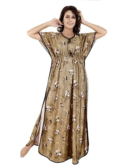 V - VENZA Womens Kaftan Free Size Night Gown Lightweight Sleepwear