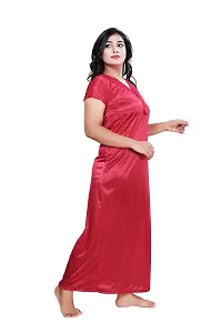 BAILEY SELLS Satin Free Size Night Gown Nighty for Women (Red)-thumb1