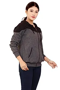 BAILEY SELLS Women's Hosiery Cotton Hooded Hoodie Sweatshirt Winter Jacket Free Size (Black  Grey)-thumb3