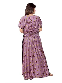 BAILEY SELLS Women's Satin Floral Print Kaftan Maxi Nightgown (BAILEY1745_Purple)-thumb3