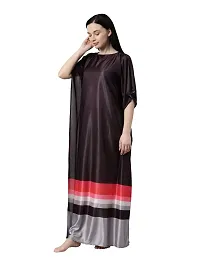 BAILEY SELLS Women's Premium Satin Printed Maxi Length Kaftan Nightdress (BSR0115_Black_Free Size)-thumb2