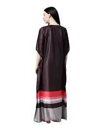 BAILEY SELLS Women's Premium Satin Printed Maxi Length Kaftan Nightdress (BSR0115_Black_Free Size)-thumb4