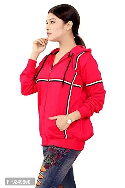 BAILEY SELLS Hosiery Fabric Hoodies Sweatshirt Winter Jacket for Women Pink-thumb2