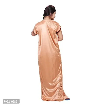 BAILEY SELLS Women's Satin Nighty (Free Size, Brown)-thumb4