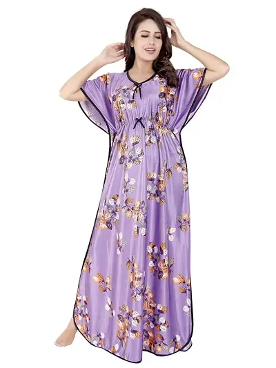 V - VENZA Womens Kaftan Free Size Night Gown Lightweight Sleepwear