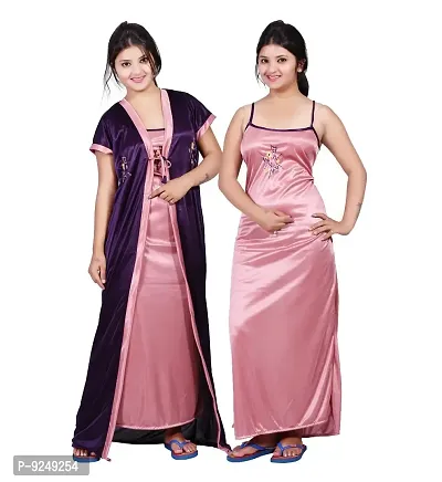 BAILEY SELLS Women's Satin Embroiderd Slip  Robe