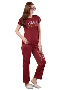 BAILEY SELLS Women Printed Maroon  Night Suit Set-thumb2